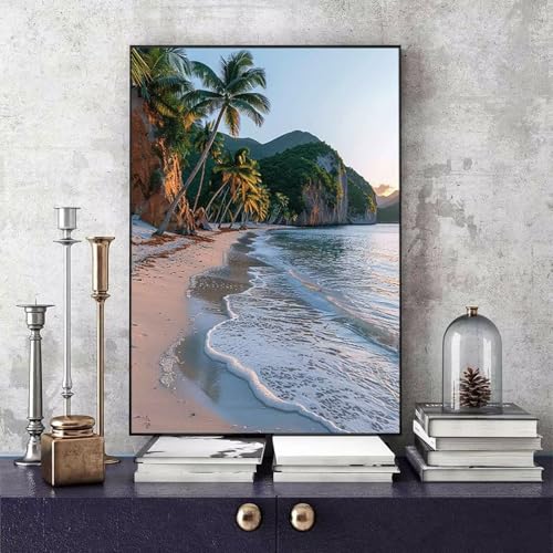 Malen Nach Zahlen Strand Malen Nach Zahlen Erwachsene Landschaft DIY Paint by Numbers Bastelset Erwachsene Anfänger mit 3 Pinsel und Acrylfarben & Leinwand für Zimmer Deko 100x135cm -bby2506S1ZTS von Generic