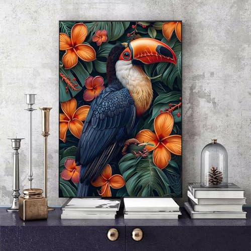 Malen Nach Zahlen Vogel Malen Nach Zahlen Erwachsene Blume DIY Paint by Numbers Bastelset Erwachsene Anfänger mit 3 Pinsel und Acrylfarben & Knitterfreie Leinwand für Zimmer Deko 40 x 60cm -bby2506TA von Generic