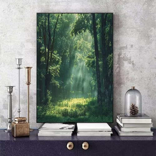 Malen Nach Zahlen Wald Malen Nach Zahlen Erwachsene Landschaft DIY Paint by Numbers Bastelset Erwachsene Anfänger mit 3 Pinsel und Acrylfarben & Leinwand für Zimmer Deko 30 x 40cm -bby2506VSL21 von Generic