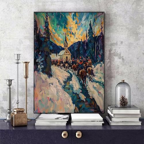Malen Nach Zahlen Winter Malen Nach Zahlen Erwachsene Landschaft DIY Paint by Numbers Bastelset Erwachsene Anfänger mit 3 Pinsel und Acrylfarben & Leinwand für Zimmer Deko 100 x 135cm -bby250648 von Generic