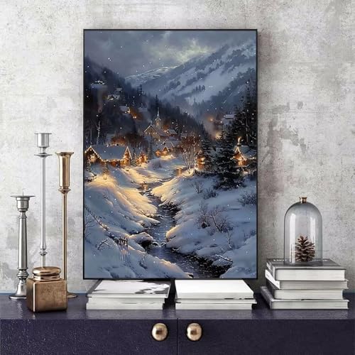Malen Nach Zahlen Winter Malen Nach Zahlen Erwachsene Landschaft DIY Paint by Numbers Bastelset Erwachsene Anfänger mit 3 Pinsel und Acrylfarben & Leinwand für Zimmer Deko 50x65cm -bby25063BP5K von Generic