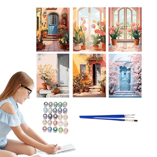 Malen nach Zahlen Dog, Malen nach Zahlen Kit für Erwachsene | Puppy Drawing Numbered Canvas 6er Pack, Malen nach Zahlen, Hunde-Set für Erwachsene, Anfänger, Frauen von Generic