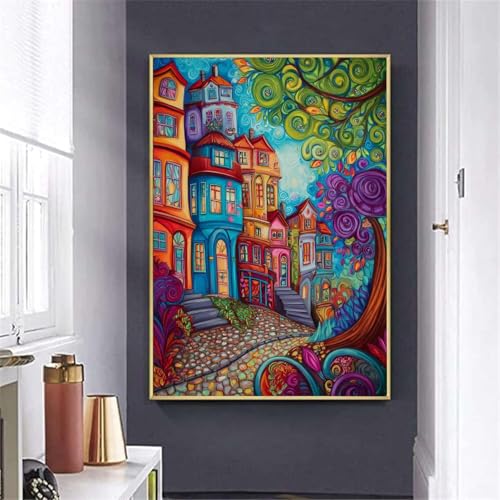 Malen nach Zahlen Erwachsene, Adult DIY Ölgemälde Paint by Numbers Leinwand Set mit 3 Pinsel und Acrylpigment für Frauen Home Deko Geburtstag Geschenk 30x40 cm Ohne Rahmen (Aussicht Malerei) Q-939 von Generic