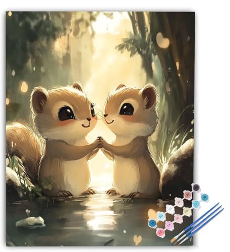 Malen nach Zahlen Erwachsene Eichhörnchen, Malen nach Zahlen Tier, DIY Bastelset Erwachsene Anfänger Handgemalt Ölgemälde mit Pinsel und Acrylfarben für Wand Deko 100x135 cm Ohne Rahmen dH-4446 von Generic