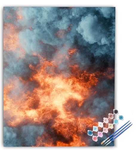 Malen nach Zahlen Erwachsene Flamme, Malen nach Zahlen Blau, DIY Bastelset Erwachsene Anfänger Handgemalt Ölgemälde mit Pinsel und Acrylfarben für Wand Deko, Geschenk 50x70cm Ohne Rahmen d8-976 von Generic