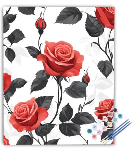 Malen nach Zahlen Erwachsene Rose, Malen nach Zahlen Blume, DIY Bastelset Erwachsene Anfänger Handgemalt Ölgemälde mit Pinsel und Acrylfarben für Wand Deko, Geschenk 50x70cm Ohne Rahmen dM-4072 Malen nach Zahlen Erwachsene Rose, Malen nach Zahlen Blume, DIY Bastelset Erwachsene Anfänger Handgemalt Ölgemälde mit Pinsel und Acrylfarben für Wand Deko, Geschenk 50x70cm Ohne Rahmen dM-4072 von Generic