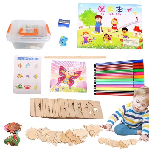 Malschablonen-Set aus Holz, Zeichenvorlagen für Kinder | Wiederverwendbare Holzvorlage für Schulprojekte - Wiederverwendbare Farbmarkierungsset mit leerem Rand Malschablonen-Set aus Holz, Zeichenvorlagen für Kinder | Wiederverwendbare Holzvorlage für Schulprojekte - Wiederverwendbare Farbmarkierungsset mit leerem Rand von Generic