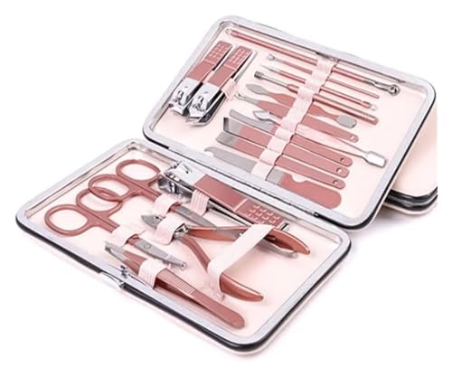 Maniküre-Set, Nagelknipser-Set, Nagelschneider-Werkzeugset aus Edelstahl, Multifunktions-Pinzette für Pediküre, Fingerzehen (Hellrot, 1 Set) von Generic