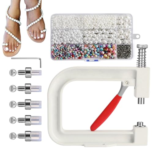 Manuelle Perlenpresse,Manueller Perlenbefestiger | Perlenwerkzeug für Anfänger Für Schmuck Taschen Schuhe Zubehör von Generic