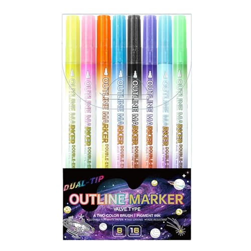 Marker-Stift für Highlights, Konturstifte für Kunst | 16 automatische Konturstifte, schwarzer Papiermarker, Glitzer-Zeichenstifte für Kunsthandwerk und Scrapbooking von Generic