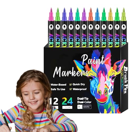 Marker mit Doppelspitze, Marker mit doppelter Spitze für Kinder, Zeichenstifte, Marker-Set für Kinder und Erwachsene, Zeichenmarker, Kunst-Skizzenmarker zum Ausmalen von Künstlern Marker mit Doppelspitze, Marker mit doppelter Spitze für Kinder, Zeichenstifte, Marker-Set für Kinder und Erwachsene, Zeichenmarker, Kunst-Skizzenmarker zum Ausmalen von Künstlern von Generic