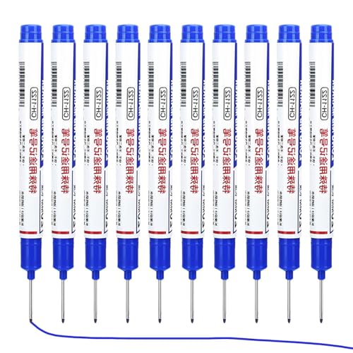 Marker mit langer Spitze – wasserfeste Konstruktionslackmarker, 10 Markierstifte aus Metall für präzises Tiefenmarkieren | Langlebige Metallmarker für den Quinc-Bedarf von Generic