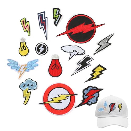 Markiertes Patch für Kleidung - Elegantes Set von Bügelblitzen, Pack von Stickflächen selbst | Gestickte Flecken mit Blitzmustern, ästhetischer Blitz angelegt, elektrische Dekorationen Markiertes Patch für Kleidung - Elegantes Set von Bügelblitzen, Pack von Stickflächen selbst | Gestickte Flecken mit Blitzmustern, ästhetischer Blitz angelegt, elektrische Dekorationen von Generic