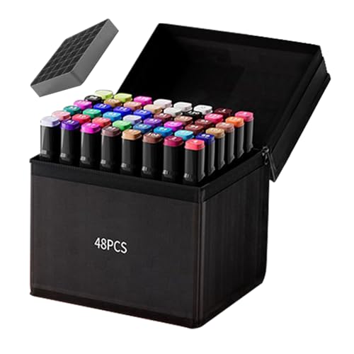 Markierungen Stift Set - wasserdichte Doppelkopf -Stift, fettiger Wasserfarbe Pen | Kindermalerei 48-120 Farbmarker, professionelle Marker auf Ölbasis, die zum Zeichnen von Handwerksreisen Klassenzimm von Generic