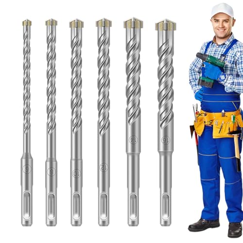 Mauerwerkbohrer Hammerbohrer Drehhammer für Beton | 6-teiliges Schlagbohrer-Set mit hoher Härte | Fliesenbohrer Set mit Cro Einbaubohrer Mauerwerkbohrer Hammerbohrer Drehhammer für Beton | 6-teiliges Schlagbohrer-Set mit hoher Härte | Fliesenbohrer Set mit Cro Einbaubohrer von Generic