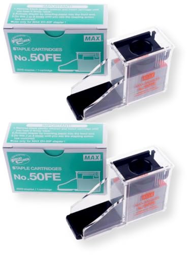 Max 50-FE 2 Stück Heftklammern für EH-50F Flachklinken-Elektro-Tacker, 5000 Heftklammern pro Box; Flat-Clinch, Meißelspitzen-Heftklammern in einer Snap-In-Kartusche von Generic