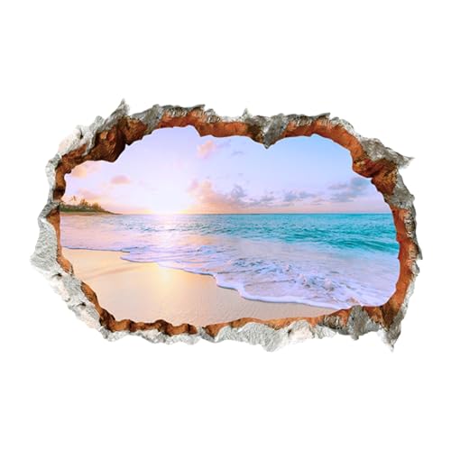 Meeresstrand Wandaufkleber mit gebrochenem Loch und Sandstrand, Wand-Dekoration für Wohnzimmer von Generic