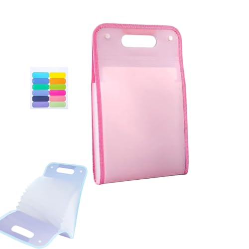 Mehrlagige Aktenablage, tragbarer, erweiterbarer Aktenordner für Büromaterial im A4-Format mit 13 erweiterbaren Fächern (Pink,36 cm x 24 cm) von Generic