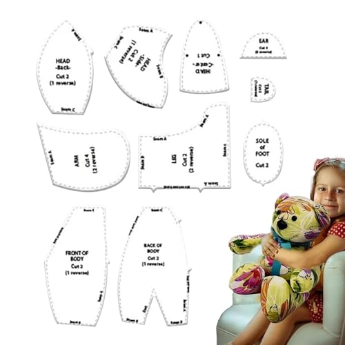 Memory-Bär-Vorlage – Memory-Bär-Nähmuster-Set mit Anleitung, 10-teiliges Acryl-Bastelzubehör für Anfänger, Eltern, Meister, Freunde, Fortgeschrittene Memory-Bär-Vorlage – Memory-Bär-Nähmuster-Set mit Anleitung, 10-teiliges Acryl-Bastelzubehör für Anfänger, Eltern, Meister, Freunde, Fortgeschrittene von Generic