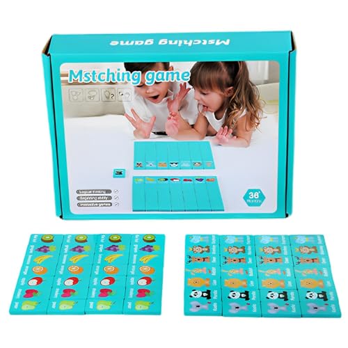 Memory-Spiel für Kinder - Matching-Spiel - Memory-Matching-Spiel aus Holz mit verschiedenen Cartoon-Bildern,Lustiges Vorschul-Brettspiel, Selbstkultivierung, umweltfreundlich, kompakte Größe, von Generic