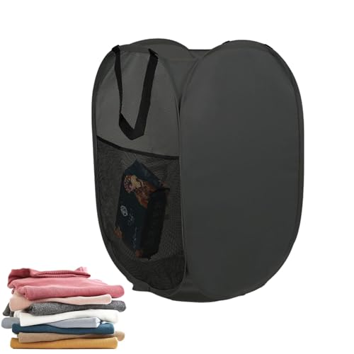 Mesh Pop Up Laundry Hamper, Pop Up Hamper – Badezimmer Organizer aus Netzstoff, tragbar, mit Griffen und einer Seitentasche für Schlafsaal, Waschküche, Badezimmer und von Generic