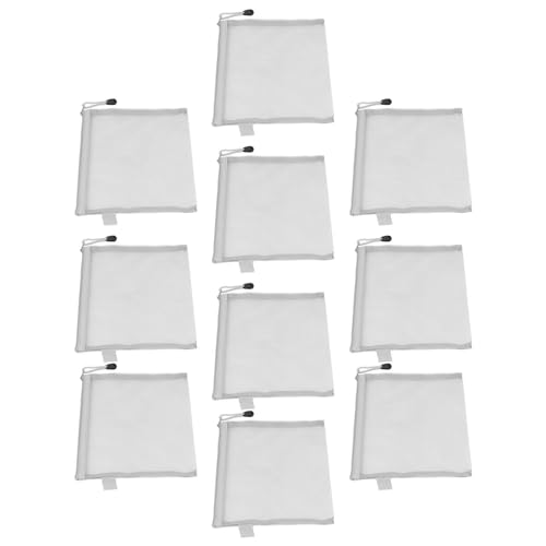 Mesh-Reißverschlusstasche, Reißfestes Nylon, 10 Stück, A5-Format, Breite Anwendung, Reißverschluss-Dokumententasche für die Schule (GRAY) von Generic