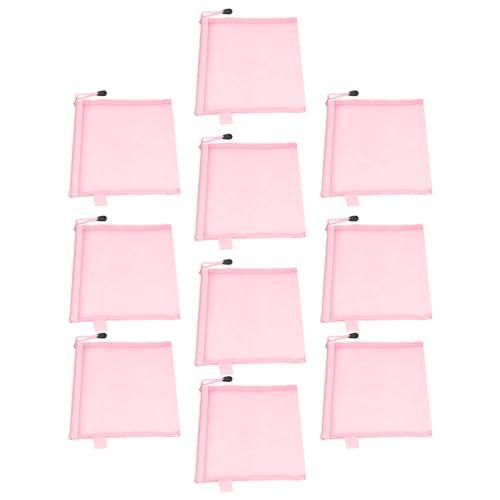 Mesh-Reißverschlusstasche, Reißfestes Nylon, 10 Stück, A5-Format, Breite Anwendung, Reißverschluss-Dokumententasche für die Schule (Rosa) von Generic