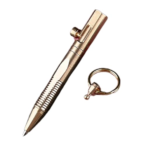 Messing-Kugelschreiber Charm – Kompakter Reisebeutel-Stift mit Schlüsselanhänger | Eleganter Messingstift zum Beschriften und Verschenken, perfekt für Geschäftspartner und Familie von Generic