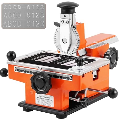 Metall-Namensschild-Stanzmaschine, halbautomatischer Metallplatten-Stanzpräger, Metall-Namensschild-Etiketten-Stanzdrucker for Prägen von Hundemarken, Namensschildern, Metallkarten(A 2.5mm) von Generic