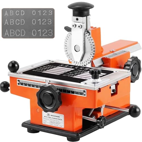 Metall-Namensschild-Stanzmaschine, halbautomatischer Metallplatten-Stanzpräger, Metall-Namensschild-Etiketten-Stanzdrucker for Prägen von Hundemarken, Namensschildern, Metallkarten(B 4mm) von Generic