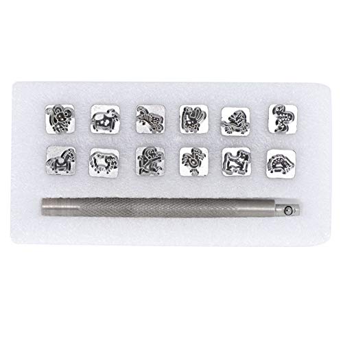 Metall -Stempelkit, Punch Set Stamp Set Legierungstahl mit 12 Stück für Lederfahrzeuge (#1) von Generic