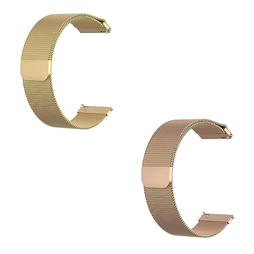 Milanaise-Uhrenarmband 2 Stück, 10MM-22MM Uhrenarmband Mit Magnetverschluss-Design für Herkömmliche Uhren Oder Smartwatches (Color : Gold+Rose Gold, Size : 14MM) von Generic