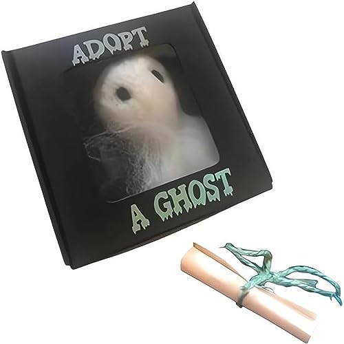 Mini Geist Halloween Plüsch Adoptiere EIN Gespenst süßes kleines Taschengeist mit Einer winzigen Schriftrolle lustige Geschenke, Tischdeko Halloween Halloween, Halloween Partydekorationen von Generic