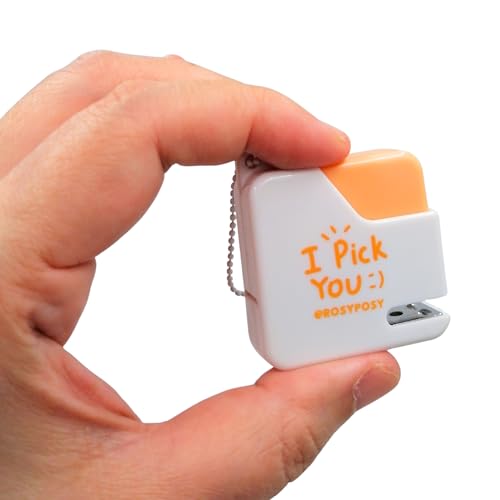 Mini-Hefter, kleiner Hefter, dünn, flach, kompakt, tragbar, schlank, niedlich, quadratisch, Schlüsselanhänger für Büro, Studenten, Klassenzimmer, Schule, Reisen (Orange) von Generic