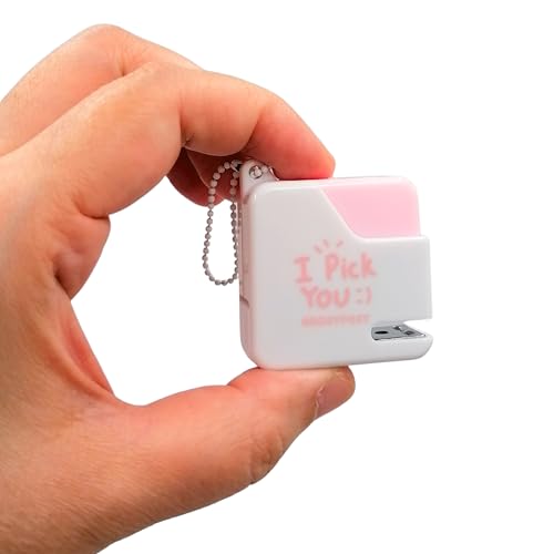 Mini-Hefter, kleiner Hefter, dünn, flach, kompakt, tragbar, schlank, niedlich, quadratisch, Schlüsselanhänger für Büro, Studenten, Klassenzimmer, Schule, Reisen (Rosa) von Generic