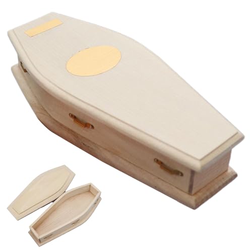 Mini-Sarg-Box aus Holz, Miniatur-Zubehör für Puppenhäuser, unfertiges Handwerk für Kinder, Mädchen, Halloween, Bücherregal von Generic