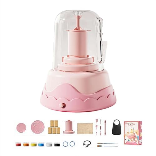 Mini-Töpferstudio, DIY-Kinder-Töpferscheiben-Set, Mini-Töpferscheiben-Set, Tonfarben in Pinseln, Schnitzwerkzeugen und Schürzen, Erstellen Sie 10 Miniatur-Projekte, Anfänger bis Meisterstufen (Rosa) Mini-Töpferstudio, DIY-Kinder-Töpferscheiben-Set, Mini-Töpferscheiben-Set, Tonfarben in Pinseln, Schnitzwerkzeugen und Schürzen, Erstellen Sie 10 Miniatur-Projekte, Anfänger bis Meisterstufen (Rosa) von Generic