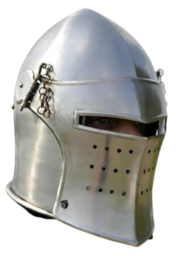 Mittelalter Visierte Barbute Helm Italienische Templer Bascinet Helm Ritter Krieger LARP Helm Stahl Spartan Kreuzritter Rollenspiel Kostüm von Generic