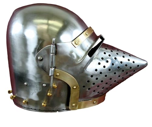 Mittelalterlicher Helm mit Schweinegesicht, Hounskull Italienischer Bascinet-Helm, Ritter, Larp, Kriegerhelm, Kreuzritter, Schweinshelm, Rollenspiel-Kostüm von Generic
