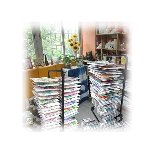Mobiler Kunst-Trockenständer mit 20/25 herausnehmbaren Drahtböden,Feststellbare Räder for Klassenzimmer und Studio,(Single-sided 20-layer) von Generic
