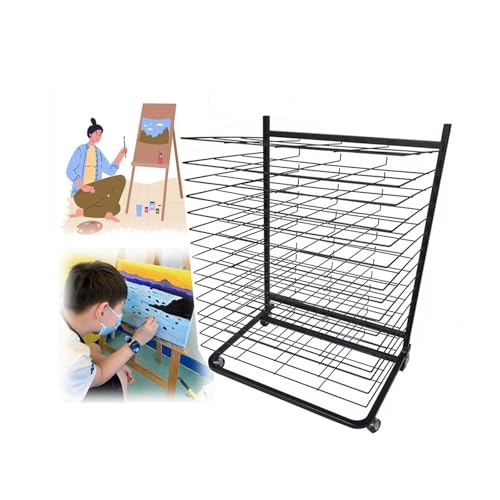 Mobiler Mehrzweck-Kunst-Trockenständer for Kinder im Klassenzimmer |Kunst-Organizer-Wagen mit 4 Rädern,Funktionale Aufbewahrung for Gemälde, Zeichnungen(Single-sided 20-layer) von Generic
