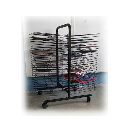 Mobiles, montierbares Kunst-Trockengestell mit 26/38/50 herausnehmbaren Regalen ，Platzsparender, stabiler Rahmen |zur Stapellagerung von Gemälden, Zeichnungen(Double-sided 26 layers) von Generic