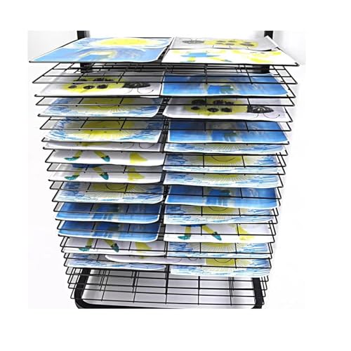 Mobiles Farbtrocknungs- und Lagerregal mit 26/38/50 Regalen,Gemälde-Trockenständer mit Rädern, platzsparender Ständerfür Klassenzimmer, Studios, Schulen,(Double-sided 50 layers) von Generic