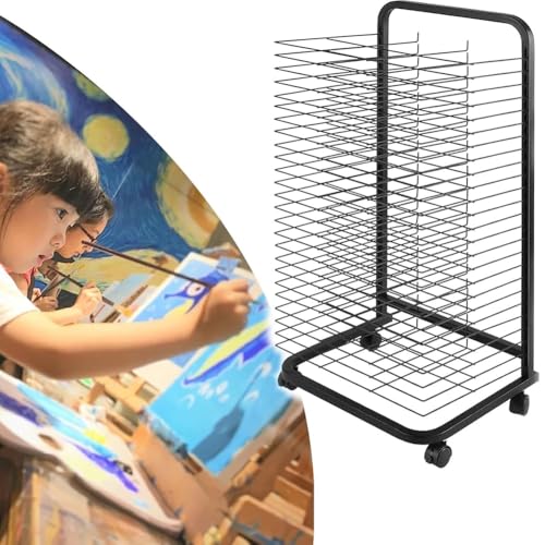 Mobiles Kunst-Trockengestell, Kunst-Trockengestell aus Stahl mit 4 Rädern, Kunst-Aufbewahrungsgestell für Klassenzimmer und Kunststudios, Kunst-Aufbewahrungs- und Gemälde-Trockengestell für Artwo von Generic