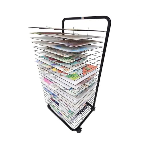 Mobiles Trockengestell für Kunst mit 25 Regalen, 2 Größen, Kunst-Organizer aus Stahl für den Unterricht und den Heimgebrauch, 4K-Papierregale mit 4 Rädern von Generic