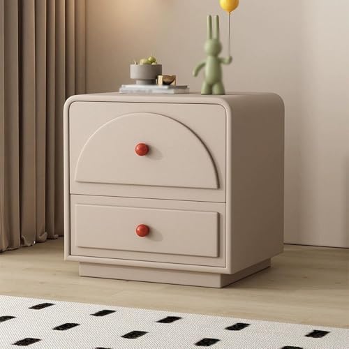 Moderner Nachttisch, Beistelltische fürs Schlafzimmer, Nachttische aus Holz, Nachttisch aus Leder fürs Wohnheim, kleine Kommode mit 2 Schubladen, Beistelltische fürs Wohnzimmer, äs von Generic