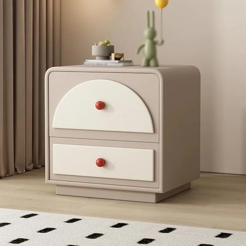 Moderner Nachttisch, Beistelltische fürs Schlafzimmer, Nachttische aus Holz, Nachttisch aus Leder fürs Wohnheim, kleine Kommode mit 2 Schubladen, Beistelltische fürs Wohnzimmer, äs von Generic