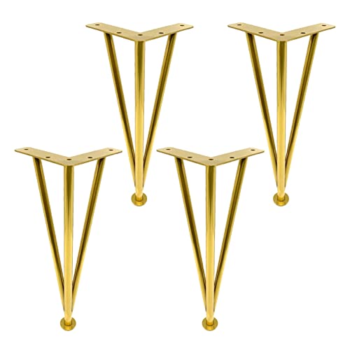 Möbelbeine, Edelstahl-Metall-Schrankbeine, Sofabeine, DIY-verstellbare Tischfüße, für TV-Ständer, Badezimmerschrank, Couchtisch, Sofa, 4er-Set (Farbe: Gold, Größe: 20 cm) von Generic