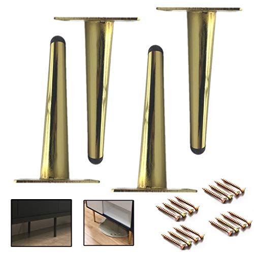 Möbelbeine, Tischbeine aus Metall, Sofafüße aus Eisen, Badezimmerschrank, Couchtischbeine, Schrankbeine, Möbelstützbeine, gerader Kegel, 4 Stück, Gold, 20 cm von Generic