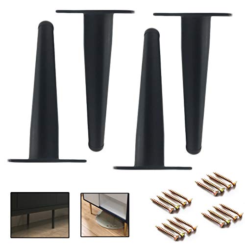 Möbelbeine, Tischbeine aus Metall, Sofafüße aus Eisen, Badezimmerschrank, Couchtischbeine, Schrankbeine, Möbelstützbeine, gerader Kegel, 4 Stück, schwarz, 25 cm von Generic